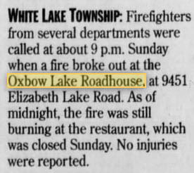 Oxbow Lake Pavilion - 22 Sep 1997 Destroyed By Fire